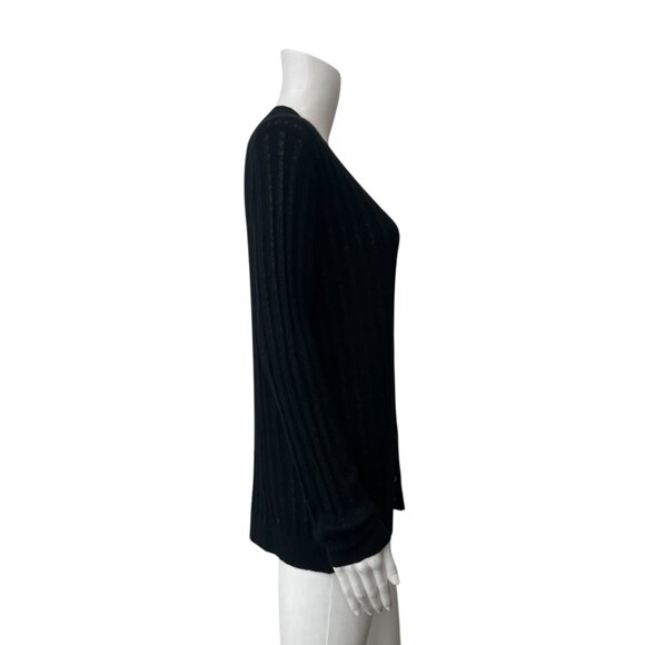 $590 NWT Manrico Black Knit Ribbed Cashmere Cardigan Sweater size XL - Picture 3 of 7